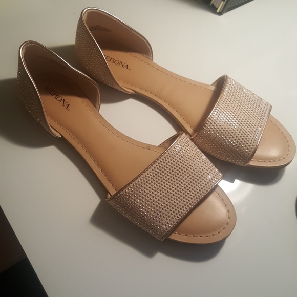 Merona Shoes - Merona Tan Stud Flat Sandals NWOT